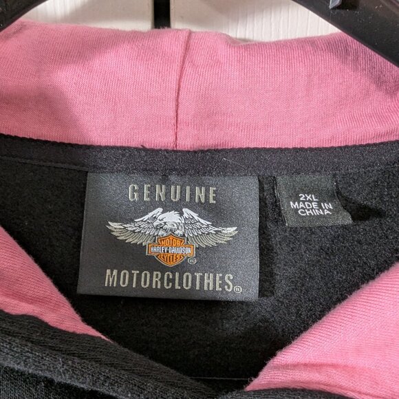 Harley Davidson Women's Black and Pink Pullover Hoodie - Picture 5 of 14